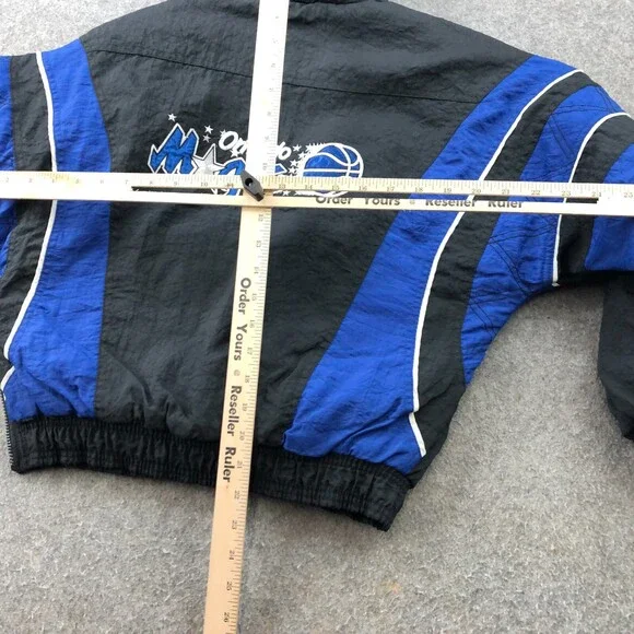 Vintage Orlando Magic Jacket Youth Medium Black Blue Windbreaker Kangaroo Pouch - Picture 15 of 15